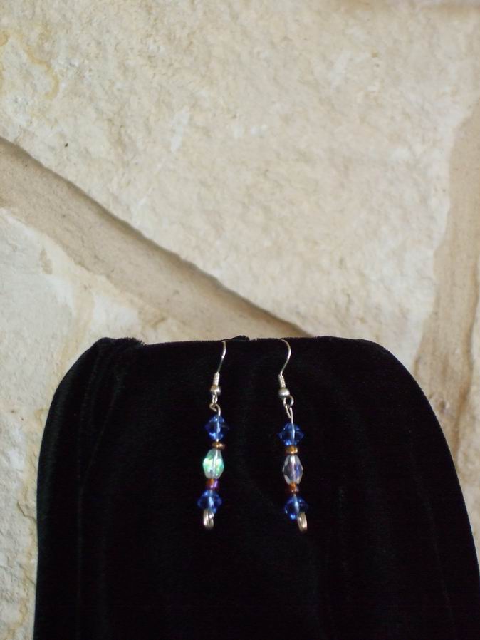 Swarovski Crystals with glass beads on Sterling Silver Wire. Sterling Silver Ear wires.  (C120P147) - Click for more details