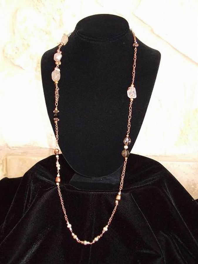 Fabulous copper, topaz, and quartz necklace ready for fall fashion.  (C120P51) - Click for more details