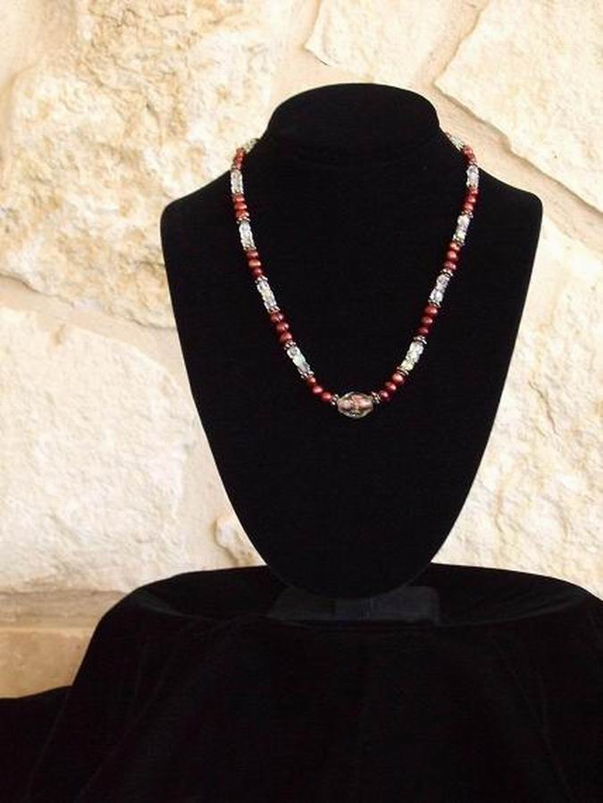 Ruby Pearls, Swarovski Crystals, Bali Sterling Silver accented by Hand-blown Glass Bead.  (C120P71) - Click for more details
